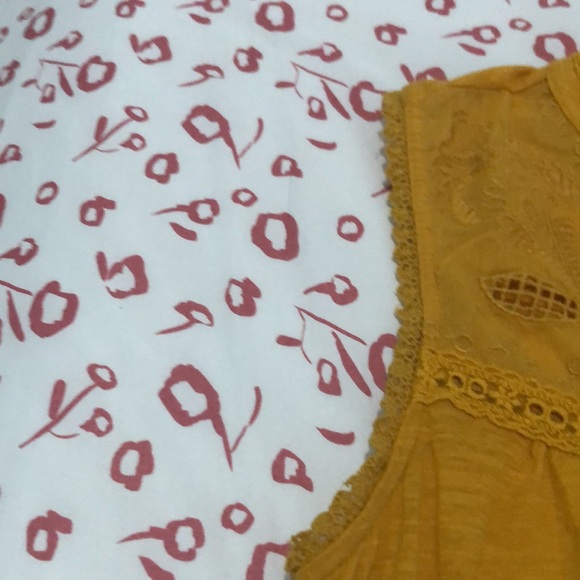 Lucky Brand Mustard Yellow Bohemian Embroidered Blouse Womens Size S/P - Picture 4 of 12
